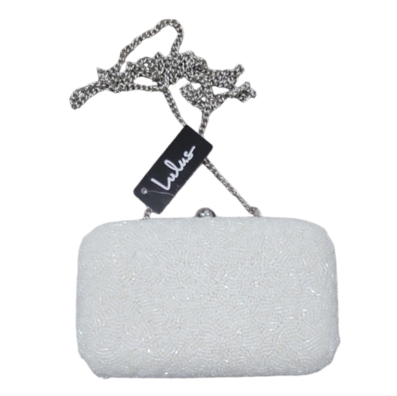 New With Tags! Lulus Ivory & Orange Beaded Clutch - Picture 3 of 7